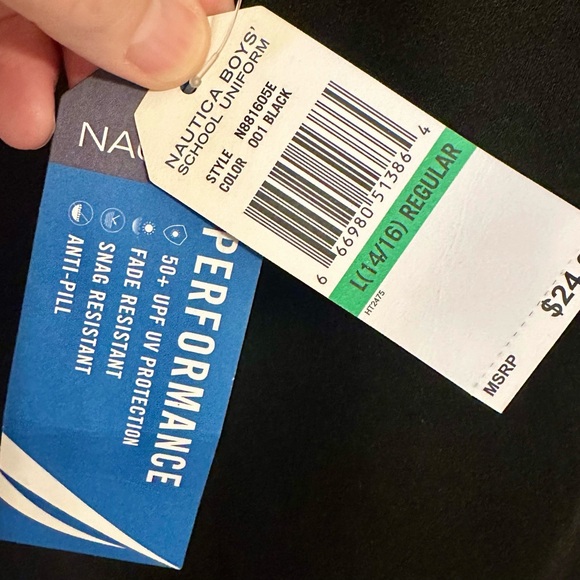 NAUTICA Boys School Uniform Polo Performance Stretch S/S Black L14/16 NWT - Picture 3 of 10